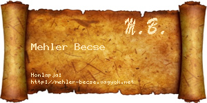 Mehler Becse névjegykártya